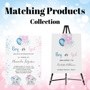 Gender reveal party pink blue budget invitation flyer
