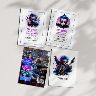 One Rocks! Rock On 1st Birthday Party Invitation