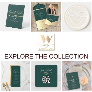 Emerald Green Calligraphy Wedding All In One Invitation