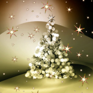 Return Address Christmas Golden Tree Shiny Stars  Return Address Label