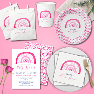 Modern Pink Rainbow Baby Shower Invitation