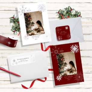 Silver Snowflake Photo Holiday Card