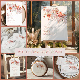 Boho Floral Baby Brunch Classic Round Sticker