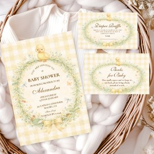 Vintage Duckling Floral Diapper Raffle Enclosure Card