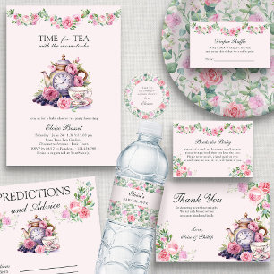 Time for Tea with Mum-to-Be Pink Baby Shower Invitation