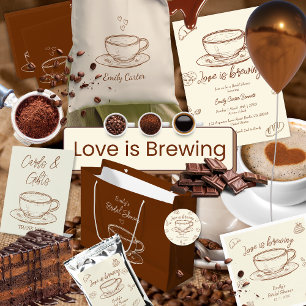 Rustic Love is Brewing Coffee Birdal Shower Return Address Label