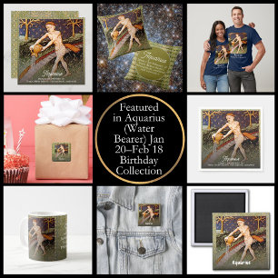 Aquarius Water Bearer Zodiac Sign Birthday Party Invitation