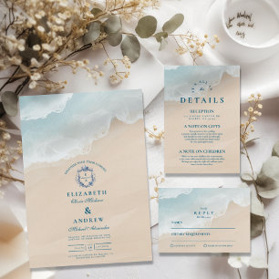 Summer Blue Ocean Beach Wedding Enclosure Card