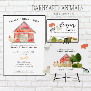 Barnyard Animals -Barn- Baby Shower Favour Sticker