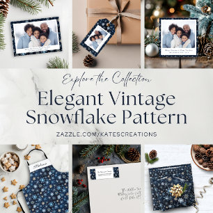Elegant Vintage Blue Snowflakes Winter Return Address Label