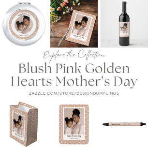 Blush Pink Golden Hearts Mother's Day Photo Postcard