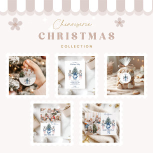Blue Chinoiserie Nutcracker Christmas Return Address Label