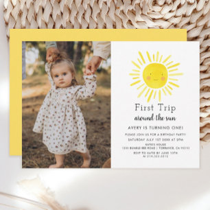 Our Little Sunshine Sun 1st Birthday Party Invitation
