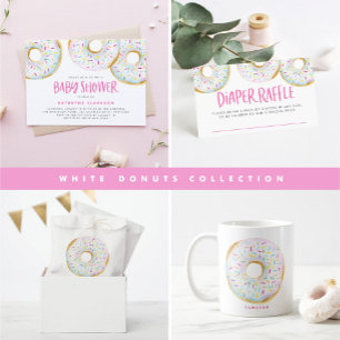 Watercolor White Sprinkle Doughnuts Baby Brunch Invitation