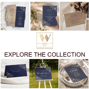 Elegant Gold Navy Blue Wedding Invitation