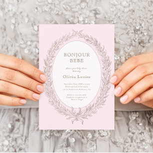 Bonjour Bebe French Patisserie Baby Shower Pink Invitation