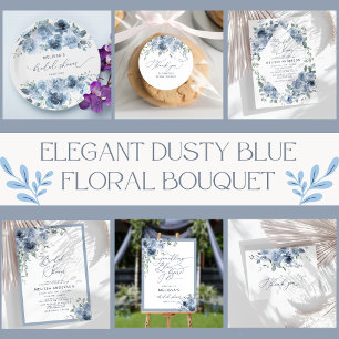 Dusty Blue Floral Bridal Shower Thank You Classic Round Sticker