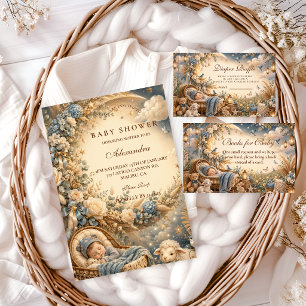 Elegant Blue Boho Baby Shower Napkin