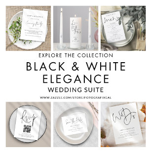Simple Elegant Script Black White Wedding Invitati Invitation