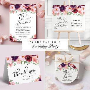 Elegant Floral 75th Birthday Party Invitation