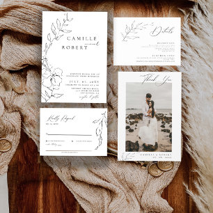 Modern Minimalist Black/White Calligraphy Wedding Enclosure Card