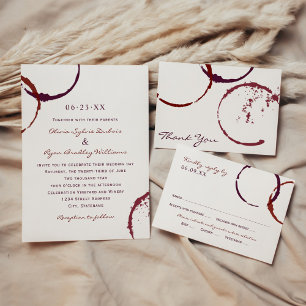 Rustic Dark Red Wine Stain Wedding Invitation