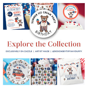 Red White and Blue Birthday Thank You Favour Classic Round Sticker