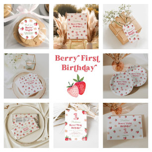 Strawberry and Daisy Berry First Birthday Summer Paper Cups