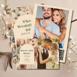 Soft muted earth tones Wildflowers Wedding Invitation