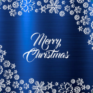 Christmas Celebration White Snowflakes Navy Blue Coffee Mug