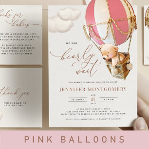 Bear Balloons Baby Shower All In One Invitation