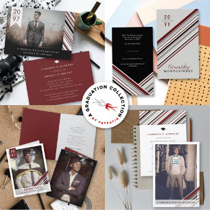 Modern Classic Pin Stripes Photo Graduation Party Invitation