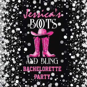 Pink Boots and Bling Bachelorette Party Wine Label