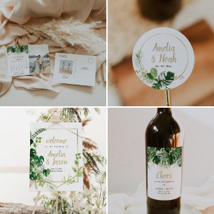 Tropical Beach Wedding Favour Sticker