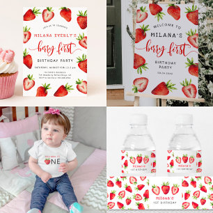 Strawberry Girl's Birthday Party   Berry Sweet Invitation