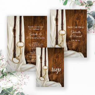 White Satin and Horse Bit Country Wedding RSVP