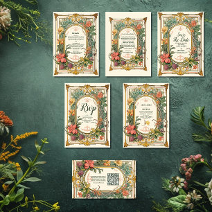 Vintage Floral Art Nouveau Wedding Invitation