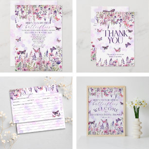 Whimsical Girly Faux Glitter Butterflies Purple Wrapping Paper