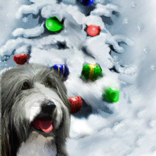 Bearded Collie Christmas Gifts Holiday Card
