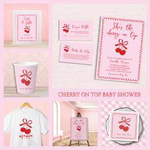 Hand Drawn Cherry Cute Bow Red Mama T-Shirt