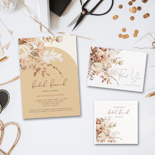 Boho Neutral Floral Bridal Shower Invitation