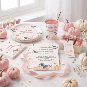 Pastel Pink Little Boo Halloween Diaper Raffle Enclosure Card