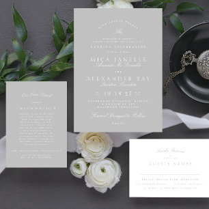 Elegant Calligraphy   Light Grey Wedding Invitation