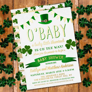 O'Baby St. Patrick's Day Baby Shower Invitations