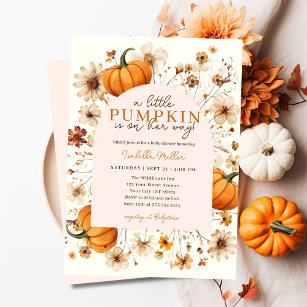 Fall Pumpkin Floral Baby Shower Paper Cocktail Napkin