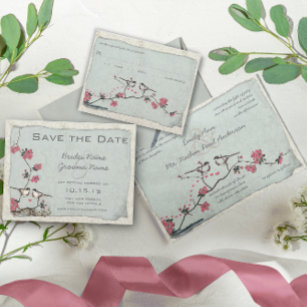 Vintage Love Bird Scroll Work Wedding Invitation