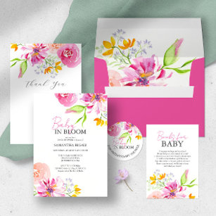 Baby In Bloom Floral Watercolor Shower Invitation