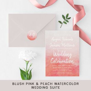 Blush Pink & Peach Magnetic Wedding Invitation