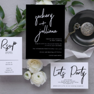 Stylish NAMES   Modern Details on Back Wedding Invitation