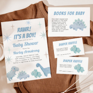 Dinosaur Boy Baby Shower Diaper Raffle Ticket  Enclosure Card